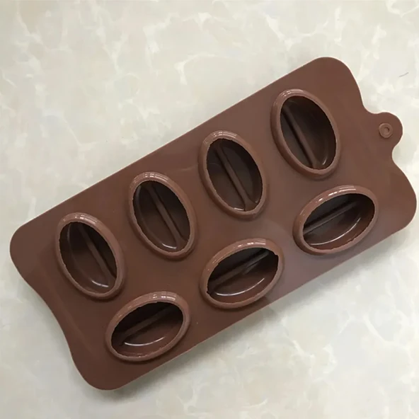 Silikon Kalıp Çikolata Ve Buz Büyük Kahve Çekirdeği Şeker Hamuru Kek Kalıbı 7 Li - 3