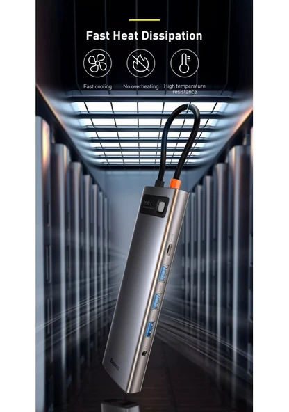 Baseus Gleam Series 11 in 1 Type-C Hub Çevirici Dönüştürücü CAHUB-CT0G - 6