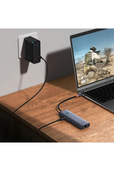 Baseus Ultrajoy 7in1 Type-C Hub  (Type-C to 1xHDMI4K 30Hz + 2xUSB 3.0 + 1xPD +RJ45 + SD/TF3.0) - 6