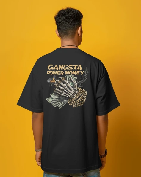 Gangsta Power Money Baskılı Erkek Tişört   Sokak Modasının Asi Tarzı