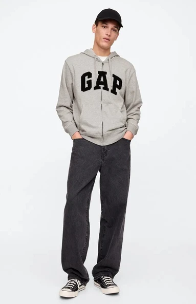 Gap V-Frch Ft Herıtage Logo Po Fz - 868454009 Erkek Kapüşonlu Sweatshirt - Resim 5