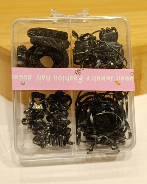 Monalisa Home Lüks Figürlü Kutulu Siyah Renkli Küçük Karışık Toka ürün görseli