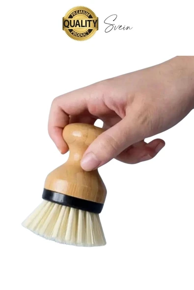 Mini Bambu Fırça Yuvarlak Sofra Temizleme Avuç İçi Mutfak Lavabosu Banyo Temizliği Tava Berber - 2