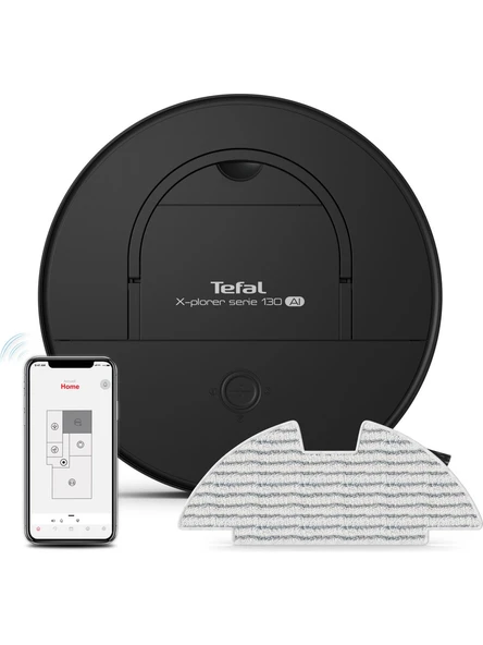 Tefal RG9075 X-Plorer Serie 130 AI Evcil Hayvan Dostu ve Akıllı Robot Süpürge Siyah