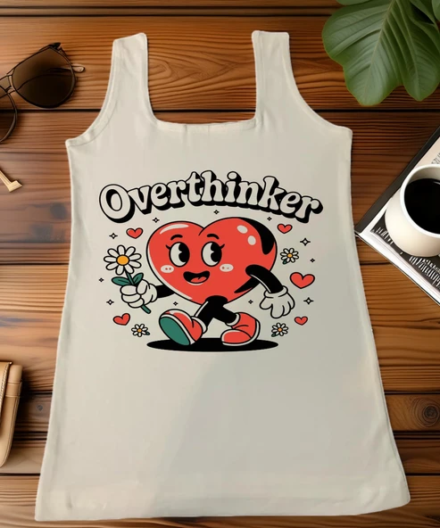 Overthinker  Baskılı Kadın Atlet  Eğlenceli ve Şık Tasarım