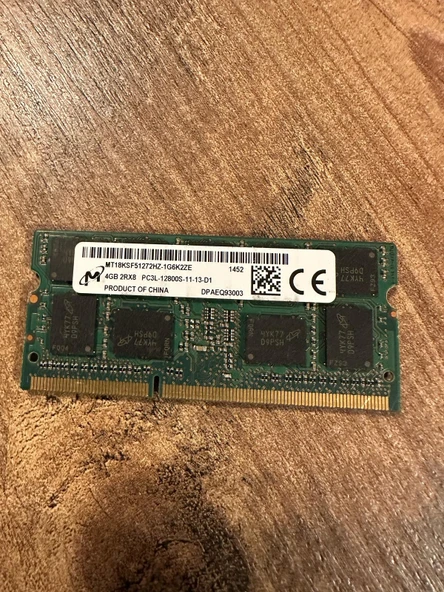Micron MT18KSF51272HZ-1G6K2ZE 4GB DDR3-1600/PC3L-12800 SODIMM 204-Pin CL11 Dual Rank x8 ECC NOTEBOOK SERVER RAM BELLEK