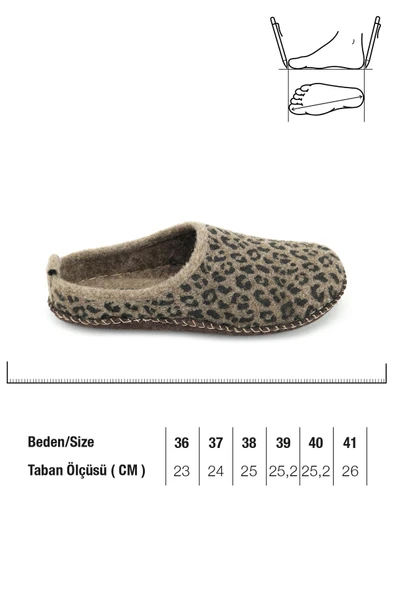 Gezer 15525 Kadın Keçe Kumaş Sessiz Taban Ev-Halı Terliği - Resim 4