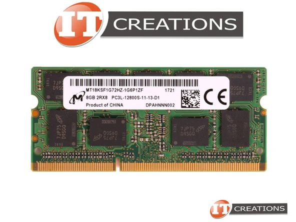 MT18KSF1G72HZ-1G6P1ZF  MICRON 8GB PC3L-12800S DDR3-1600 ECC 2RX8 CL11 204 PIN 1.35V SODIMM EDIM PC3L-12800E NOTEBOOK SERVER RAM BELLEK