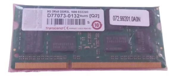 Transcend 072.99201.0A0N Ddr3l  8gb 2rx8 1600 Eccso  Ecc Sodimm Server Ram Bellek