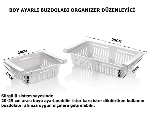 Buzdolabı Organizeri Boyu Ayarlanabilir Düzenleyici-Antrasit Siyah-8125 - 7