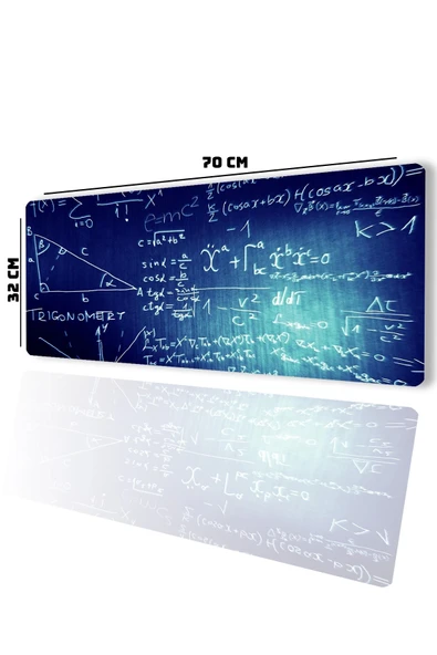 SonicTouch Mavi Geometri Tahtası Gamer Oyuncu Dikişsiz Sıvı Geçirmez Klavye Mouse Pad 32x70Cm - 2