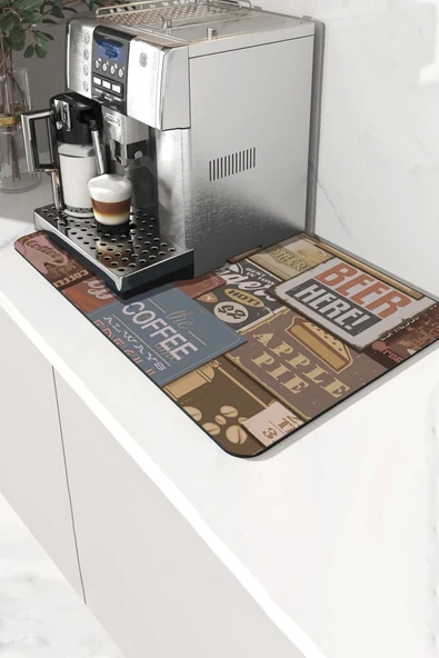 Valerine Life Kahve Makinesi Matı Sıvı Geçirmez Kaymaz Yıkanır Çaycı Çay Espresso Makinesi Pad 35x45cm 27KHD241227