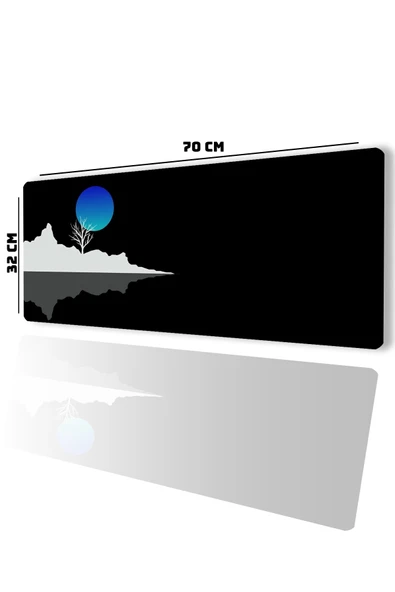 SonicTouch Mavi Ay Karanlık Ufuk Gamer Oyuncu Dikişsiz Sıvı Geçirmez Klavye Mouse Pad 32x70Cm - 2