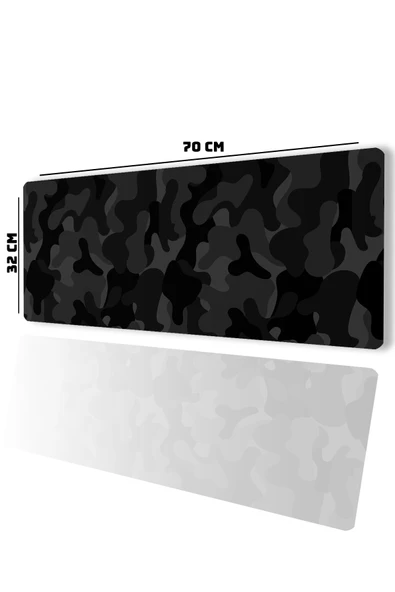 SonicTouch Siyah Gri Kamuflaj Desenli Gamer Oyuncu Dikişsiz Sıvı Geçirmez Klavye Mouse Pad 32x70Cm - Resim 2