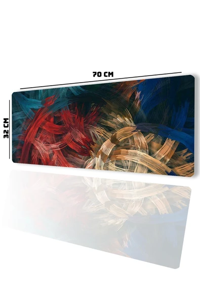 SonicTouch Soyut Renkli Çizgiler Gamer Oyuncu Dikişsiz Sıvı Geçirmez Klavye Mouse Pad 32x70Cm - 2