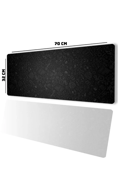 SonicTouch Beyin Fırtınası İkonlar Gamer Oyuncu Dikişsiz Sıvı Geçirmez Klavye Mouse Pad 32x70Cm - Resim 2