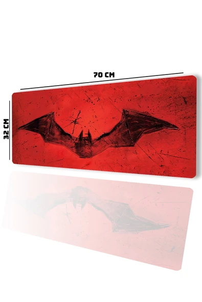 SonicTouch Yarasa Desenli Kırmızı Gamer Oyuncu Dikişsiz Sıvı Geçirmez Klavye Mouse Pad 32x70Cm - 2