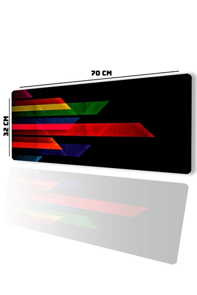 SonicTouch Renkli Soyut Çizgiler Gamer Oyuncu Dikişsiz Sıvı Geçirmez Klavye Mouse Pad 32x70Cm - 2