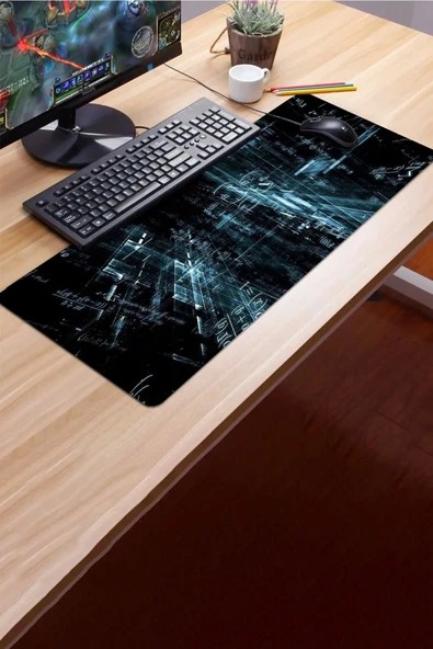 SonicTouch Sanal Gerçeklik Mavi Gamer Oyuncu Dikişsiz Sıvı Geçirmez Klavye Mouse Pad 32x70Cm - 3