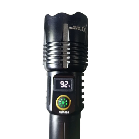 1500 Lümen TG Led 2800 mAH Zoom Özellikli Şarj Edilebilir El Feneri SK3300 TG-53-vice/(1395) 2913 - Resim 2