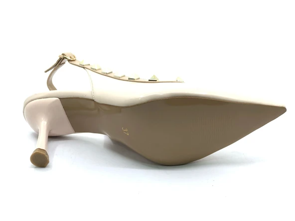 Feles Zımba Şerit Detaylı Arkası Açık Stiletto Kadın Topuklu Ayakkabı - Resim 8