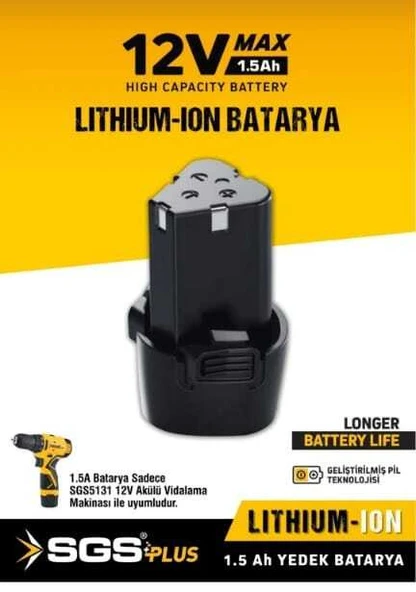 Sgs 5137 Profesyonel Akülü Vidalama Yedek Batarya 12 Volt (1.5AH)