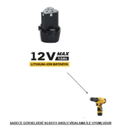 Sgs 5137 Profesyonel Akülü Vidalama Yedek Batarya 12 Volt (1.5AH) - 2