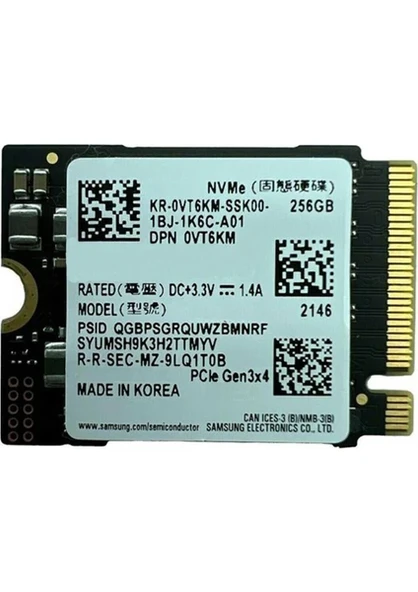 SAMSUNG PM9B1 2230 256GB M2 NVME GEN4 3300/1250 SSD (Kutusuz)