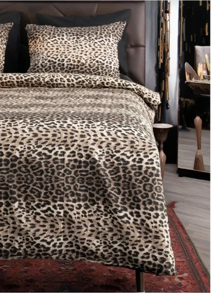 MORRİVAL TEK KİŞİLİK LEOPAR DESEN NEVRESİM SETİ, 155X215 NEVRESİM + YASTIK KILIFI