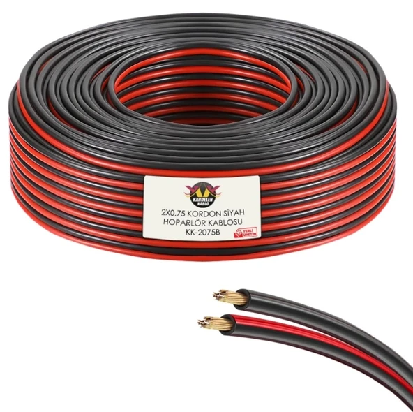 Hoparlör Kablosu Kordon 2X0.75 Zayıf Akım Led Kablosu Siyah 100 Metre - 2