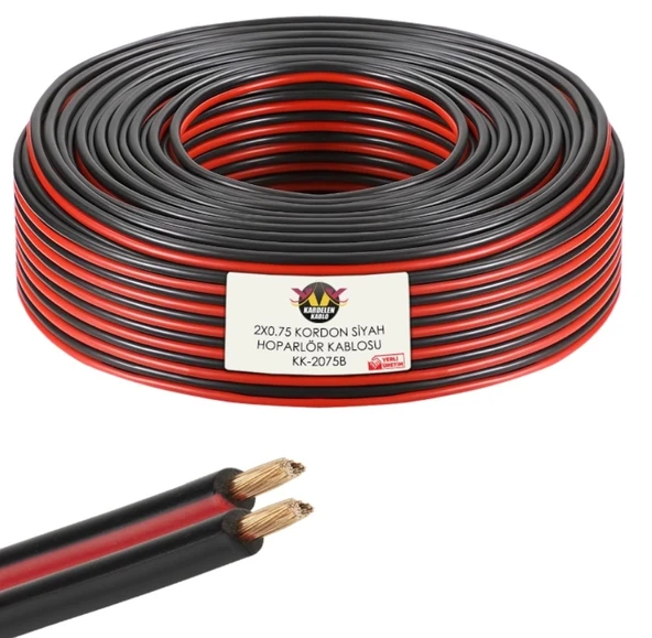 Hoparlör Kablosu Kordon 2X0.75 Zayıf Akım Led Kablosu Siyah 100 Metre - 3
