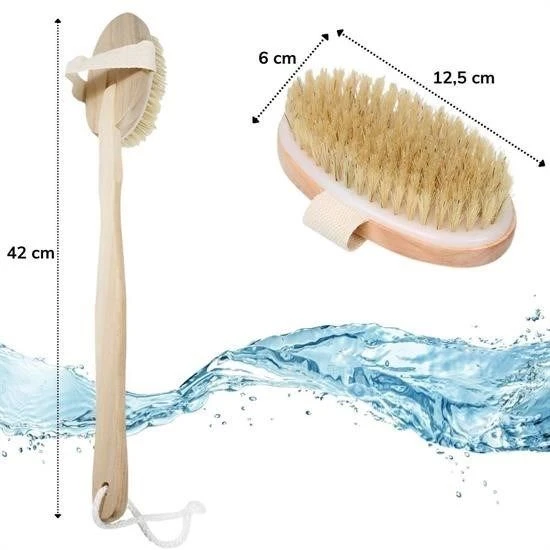 Doğal At Kılı Selülit Karşıtı Sapı Çıkabilen Ahşap Banyo Fırçası - 7
