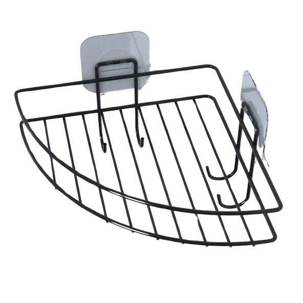 Yapışkanlı Banyo Köşeliği Kancalı Köşe Rafı Duş Şampuanlık Duvar Düzenleyici Organizer Raf - 4