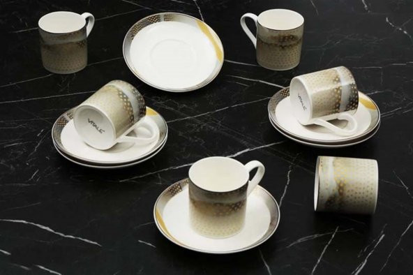 EVD PLATIN MANZARA  KAHVE FİNCAN SETİ AK.IH0049 - 2