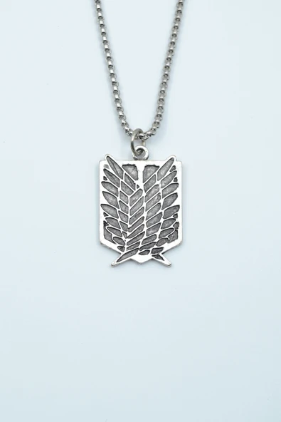 Attack On Titan Anime Gümüş Kaplama Örme Zincir Kolye ürün görseli 1