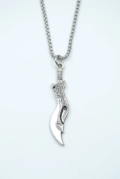 Lol Savaş Kılıcı Gümüş Kaplama Örme Zincir Kolye ürün görseli 1