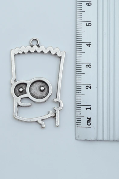 Bart Simpson Gümüş Kaplama Örme Zincir Kolye - Resim 3