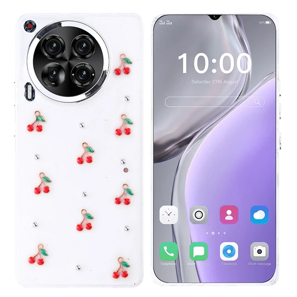 Tecno Camon 30 4G Kılıf Airbag Tasarımlı Simli Şeffaf Kutup Kapak - Resim 4