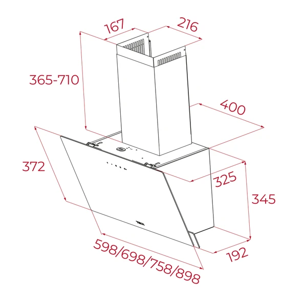 TEKA DVN 64030 TTC BEYAZ CAM 60 CM. DUVAR TİPİ DAVLUMBAZ - 3