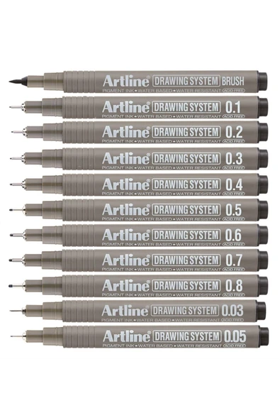 Artline Drawing System Teknik Çizim Kalemi 11'li Tam Set