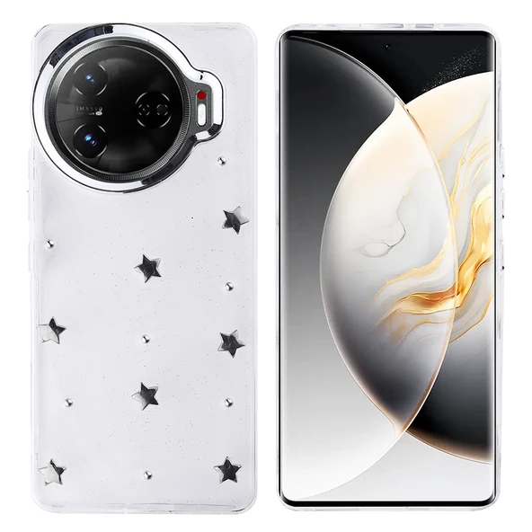 Tecno Camon 30 Pro 5G Kılıf Airbag Tasarımlı Simli Şeffaf Kutup Kapak - Resim 5