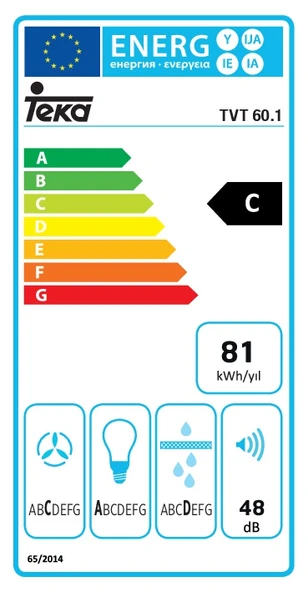 TEKA TVT 60.1 SİYAH CAM 60 CM. DUVAR TİPİ DAVLUMBAZ - Resim 2