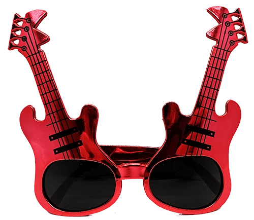 Kırmızı Renk Rockn Roll Gitar Şekilli Parti Gözlüğü 15x15 cm ürün görseli