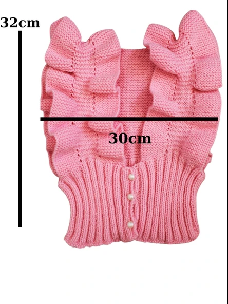 El Örgüsü Volanlı Çocuk Süveter Pembe 3- 4 yaş - 5