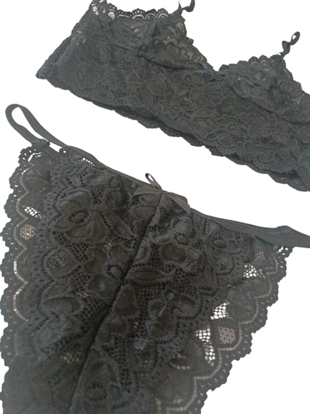 Dantel Bralet Takım Siyah - 3