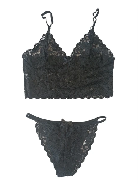 Dantel Bralet Takım Siyah