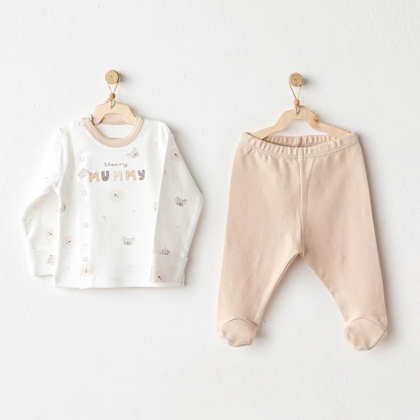 Andywawa AC25849 Happy Animals 2'Li Zıbın Set Beige