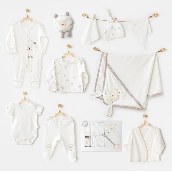 Andywawa AC25561 Newborn Set Tinny Ships 10'Lu Hastane Çıkışı Ekru