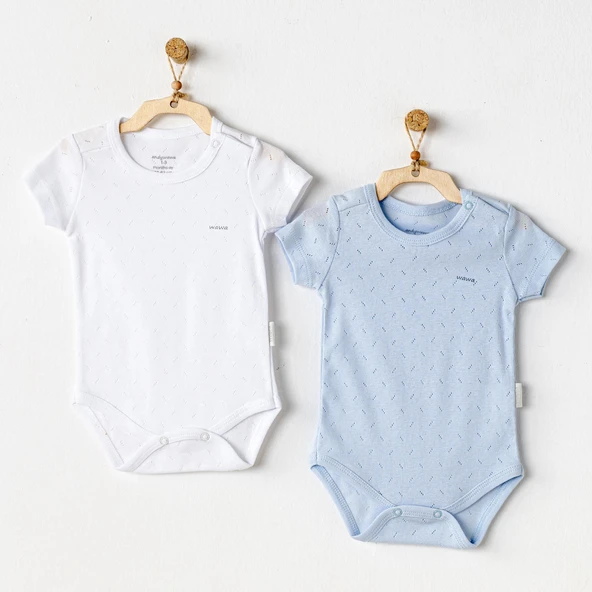 Andywawa AC25554 Sleeve Jacquard 2'Li Basic Body Blue White
