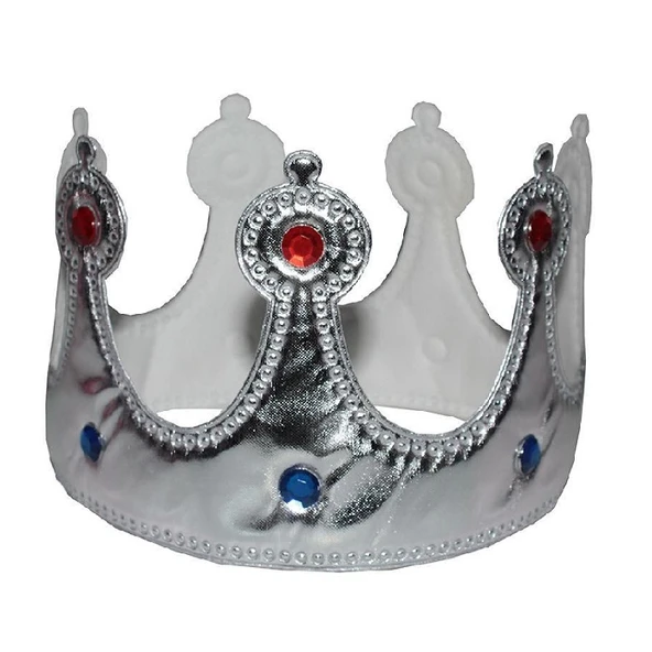 TAŞLI GÜMÜŞ KRAL TACI GÜMÜŞ SÜNNET TACI DOĞÜM GÜNÜ PARTİ TACI YUMUŞAK MODEL KOSTÜM AKSESUARLARI - Resim 3